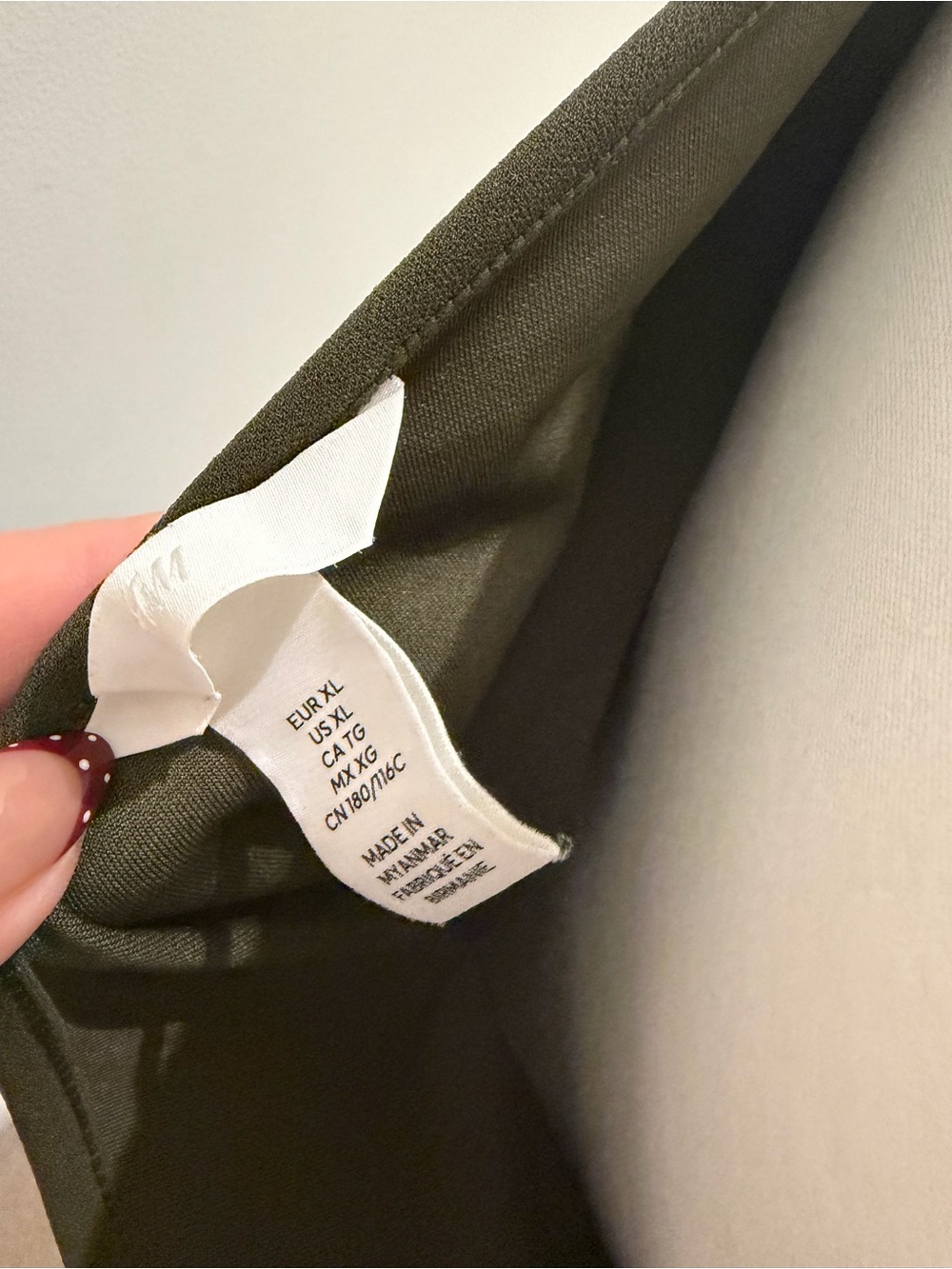 H&M One-Shoulder Olive Top - Picture 3 of 3